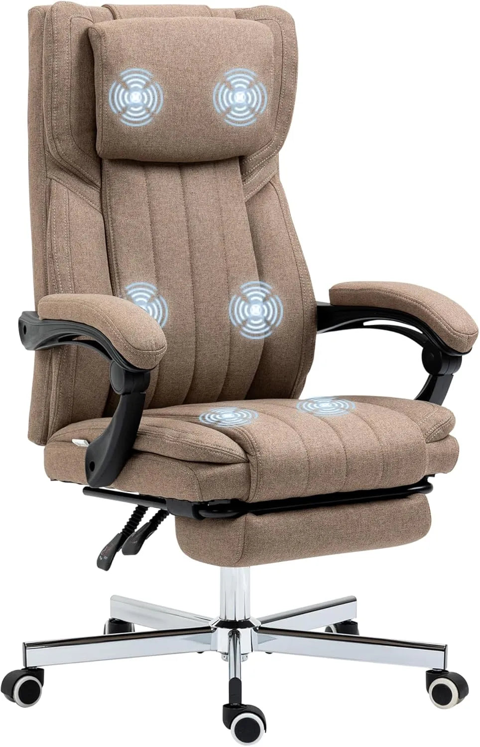 Sedia da ufficio: reclinabile, rivestimento in tessuto, regolabile, con telecomando, 118 cm, marrone, altezza regolabile, con funzione massaggio