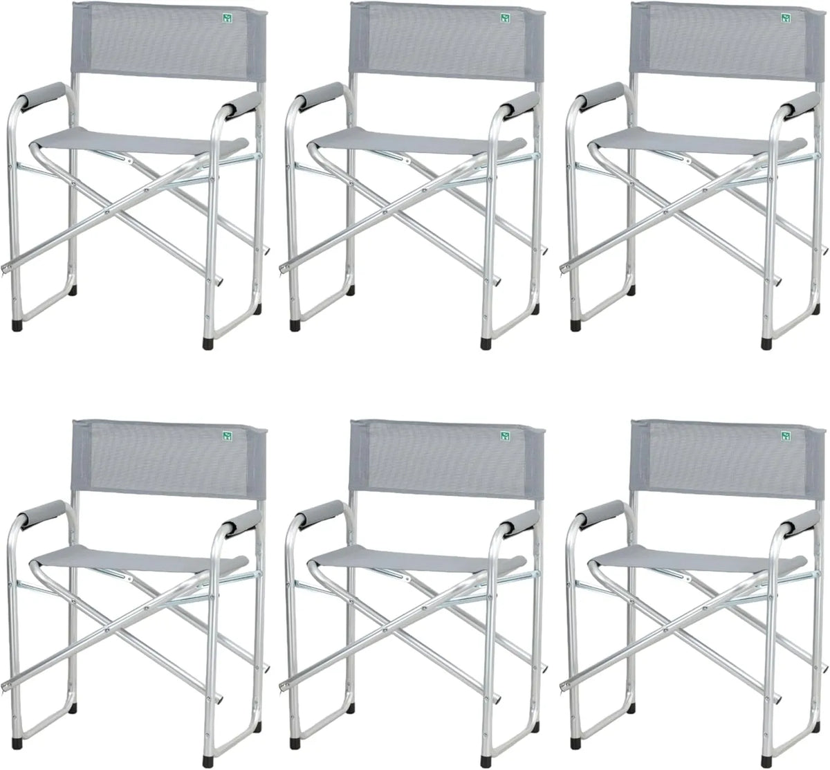 Sedia — CAMPING, con braccioli, pieghevole, struttura leggera, in alluminio, grigio