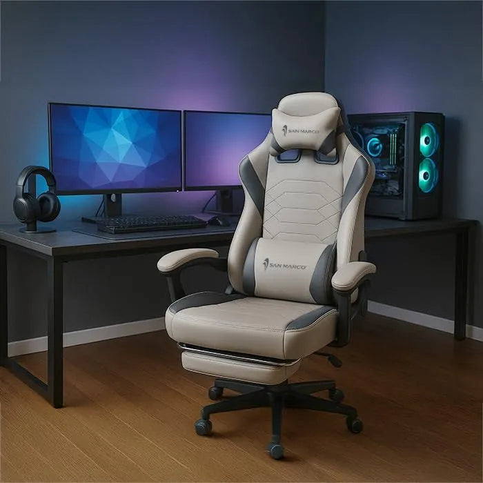 San Marco Poltrona e sedia imbottita gaming ergonomica Grigio – per gaming
