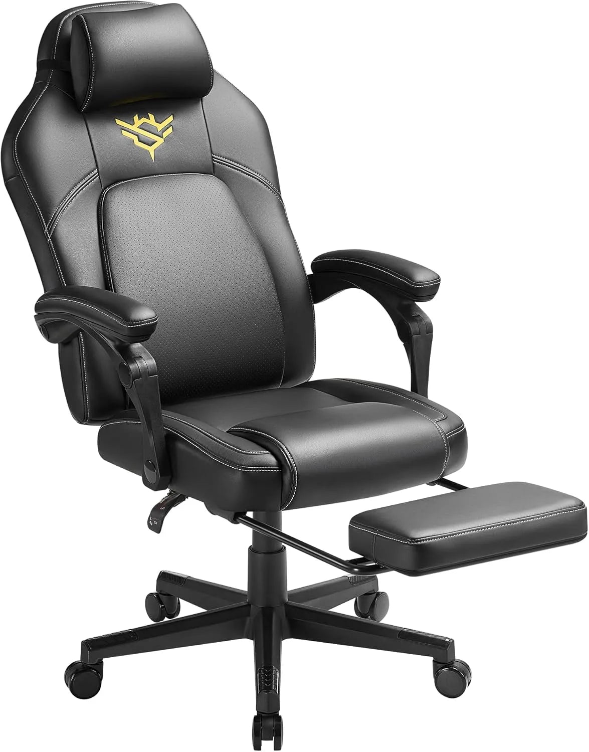SONGMICS HOME OBG072B02 Sedia — in pelle, per gaming, regolabile, nero, altezza regolabile