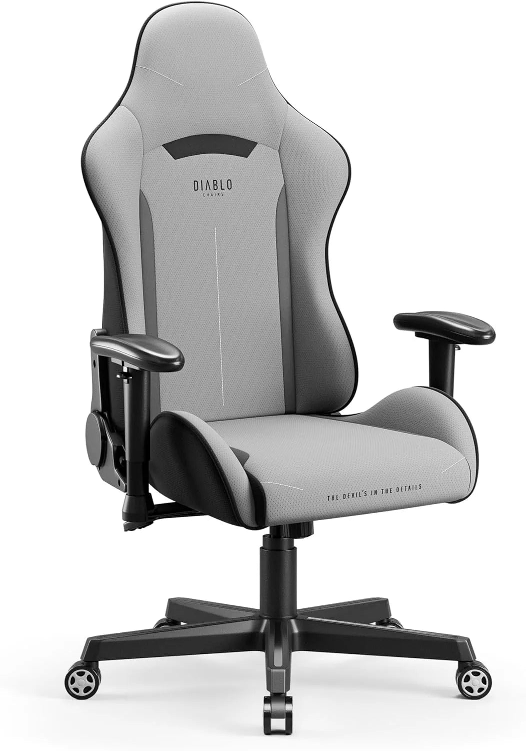 Sedia — rivestimento in tessuto, inclinazione regolabile, con braccioli, per gaming, grigio