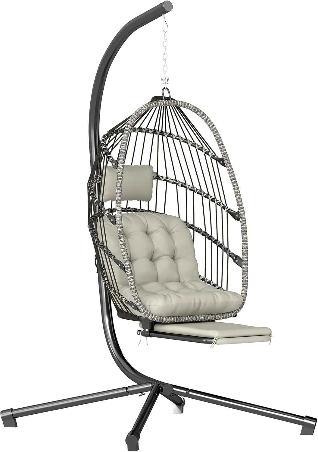 Outsunny Poltrona sospesa — pieghevole, grigio