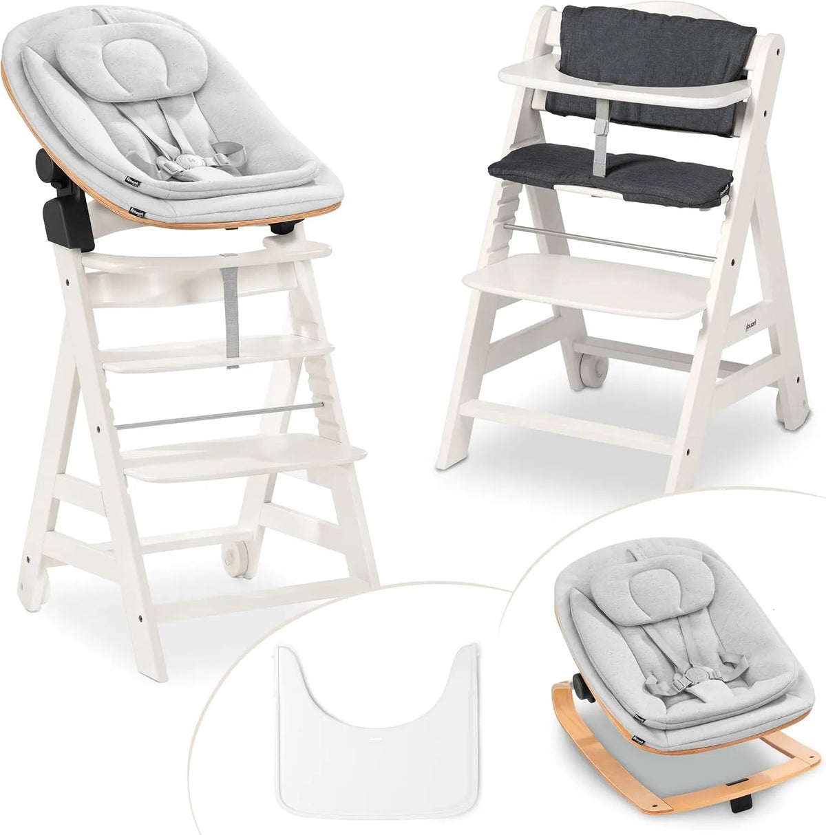 hauck Seggiolone Beta+ Newborn Set Eco Bouncer – in legno, bianco