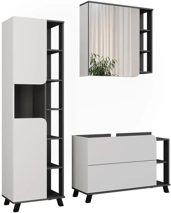Vicco Set di mobili da bagno Karen — 100 cm, antracite