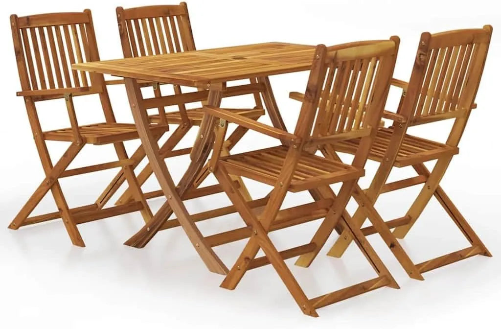 Tavolo da giardino e tavolo da terrazza pieghevole con 4 sedie in legno di – resistente alle intemperie