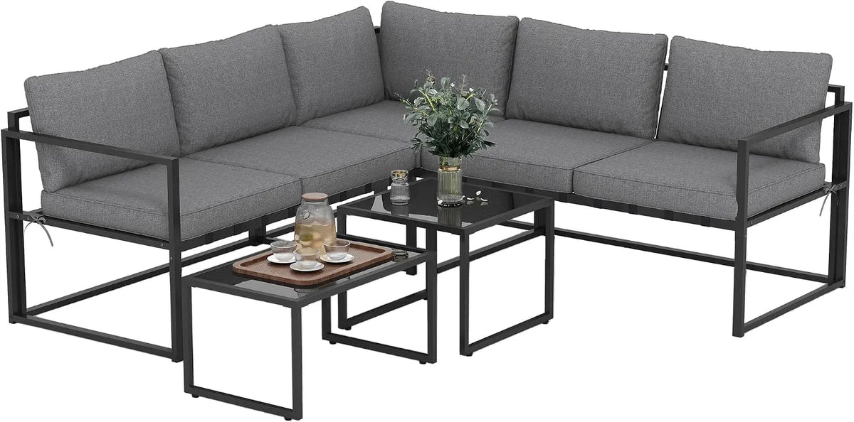 Outsunny Divano — con cuscini, 3 posti, 2 posti, grigio