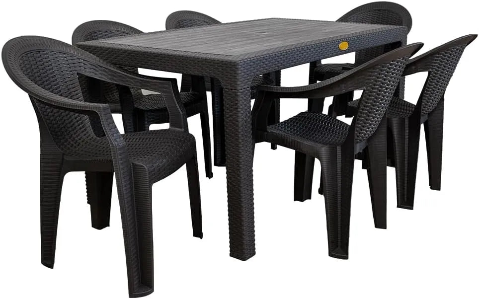 Set da Giardino in Polipropilene Rattan Sintetico: con braccioli, in polyrattan, 150 × 90, marrone