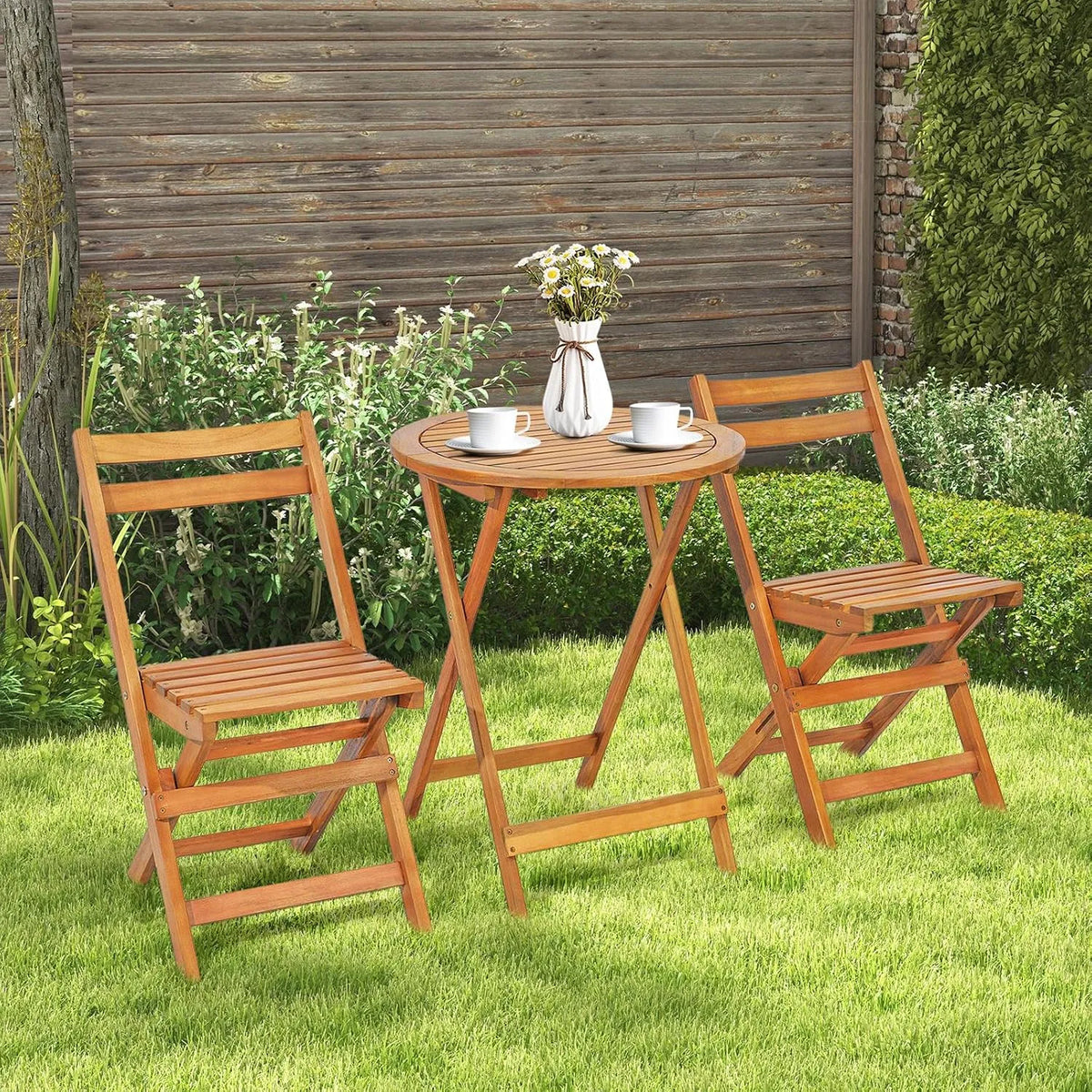 Set di mobili da giardino e salotto outdoor — in legno, con schienale