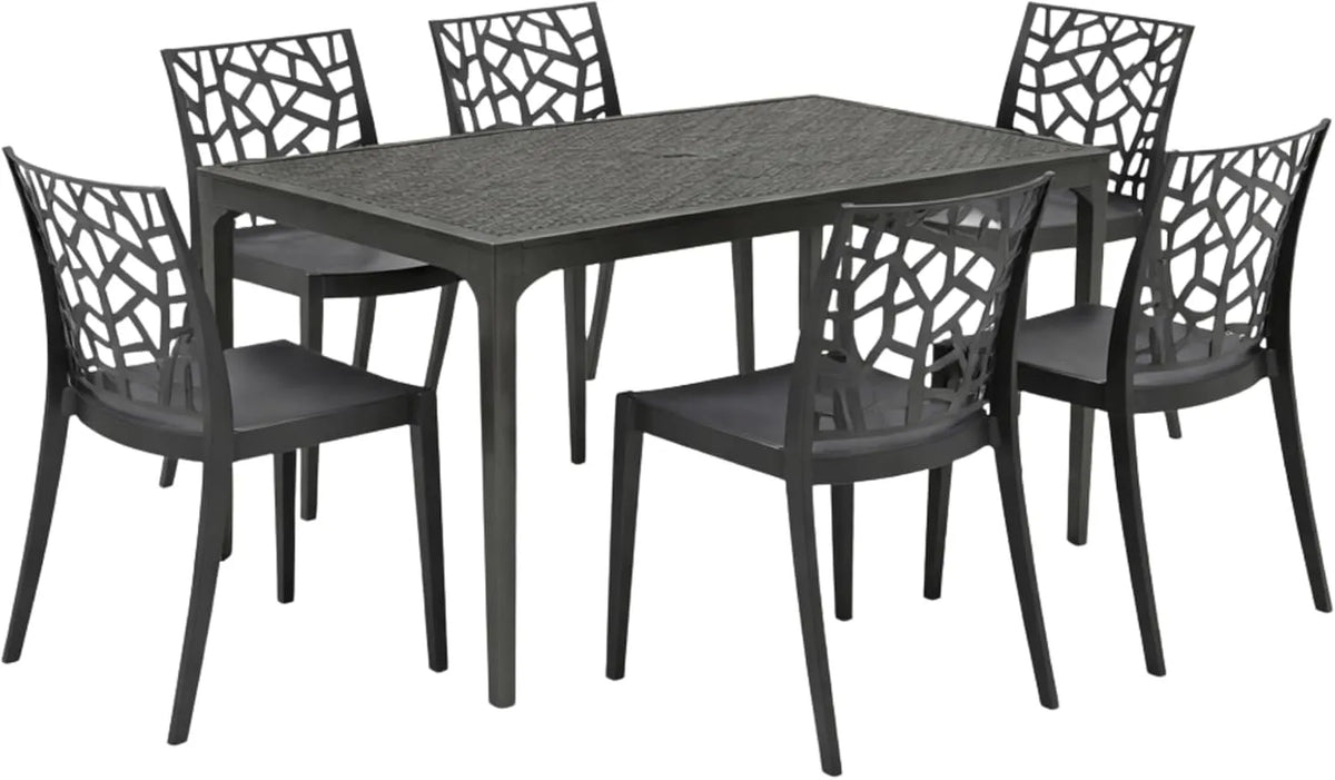 COLLECTION SET DA PRANZO 1 TAVOLO E 6 SEDIE IN — antracite, HOUSE BCA147
