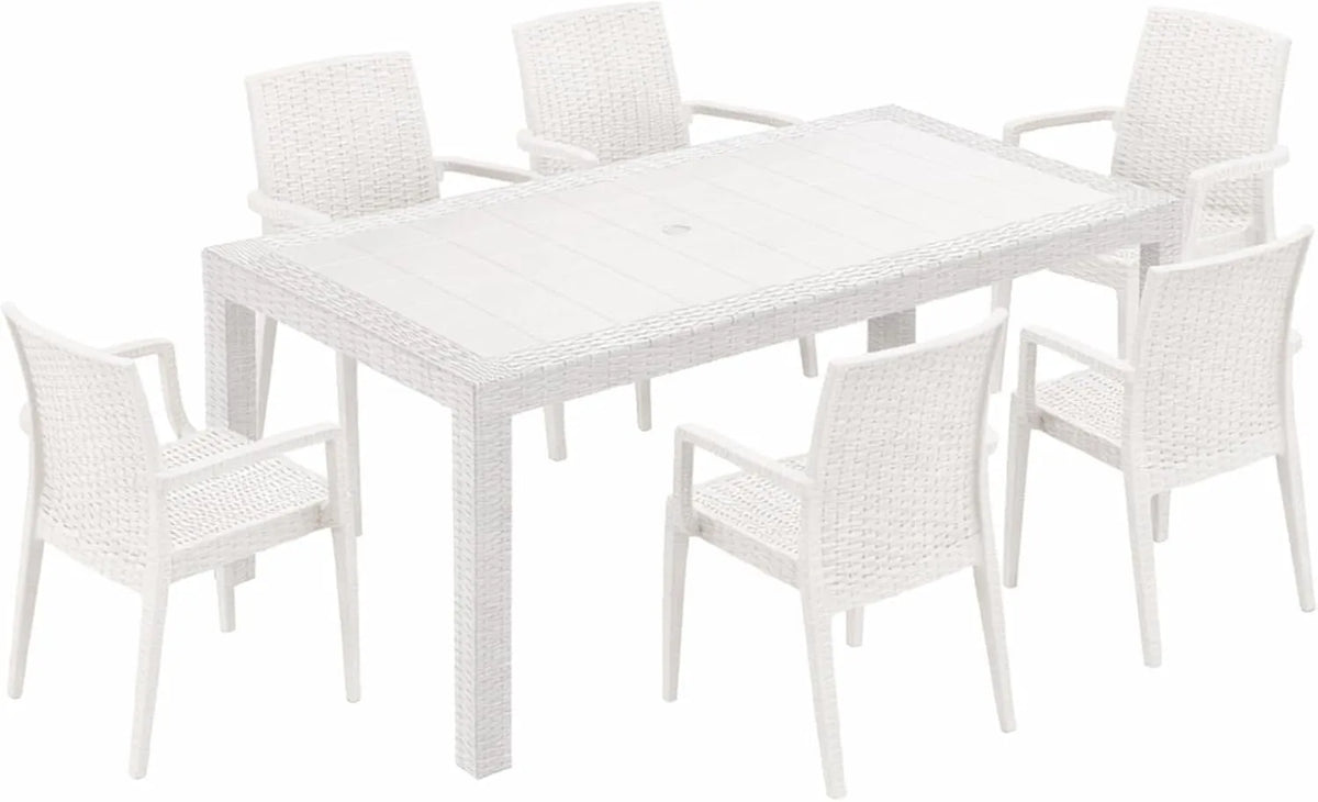 COLLECTION — Dafne, con braccioli, in polyrattan, bianco, HOUSE ARE052