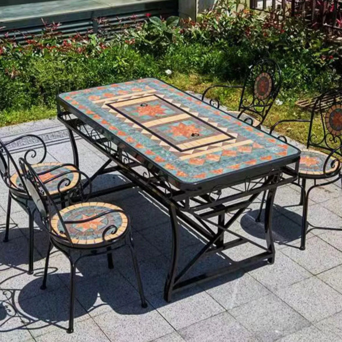 buybuy Kit Tavolo e 4 sedie pieghevoli Mosaiko con Parte — MOKITO20, 150 × 80 cm