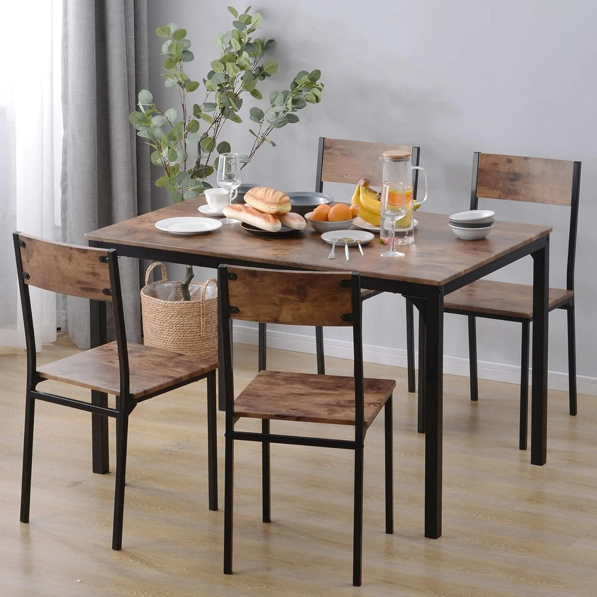Tavolo da pranzo e tavolo per sala da pranzo – 108 × 65 × 75 cm, marrone, in metallo