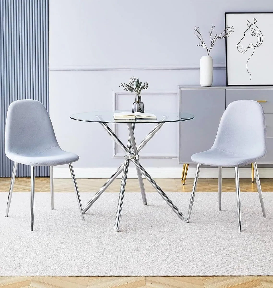 Tavolo da pranzo e tavolo per sala da pranzo – rivestimento in tessuto, uso domestico, grigio