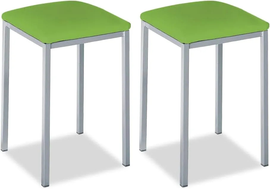 Sgabelli da cucina imbottiti – in alluminio, 35 × 35, verde, rivestimento in pelle