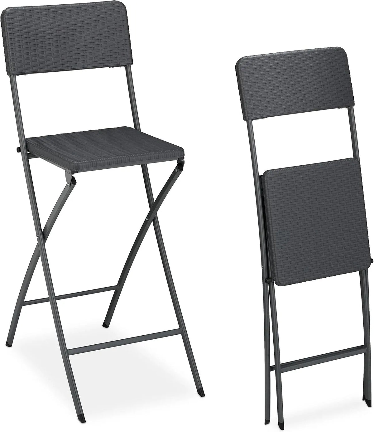 Sedia — con schienale, in polyrattan, pieghevole, 78 cm, grigio