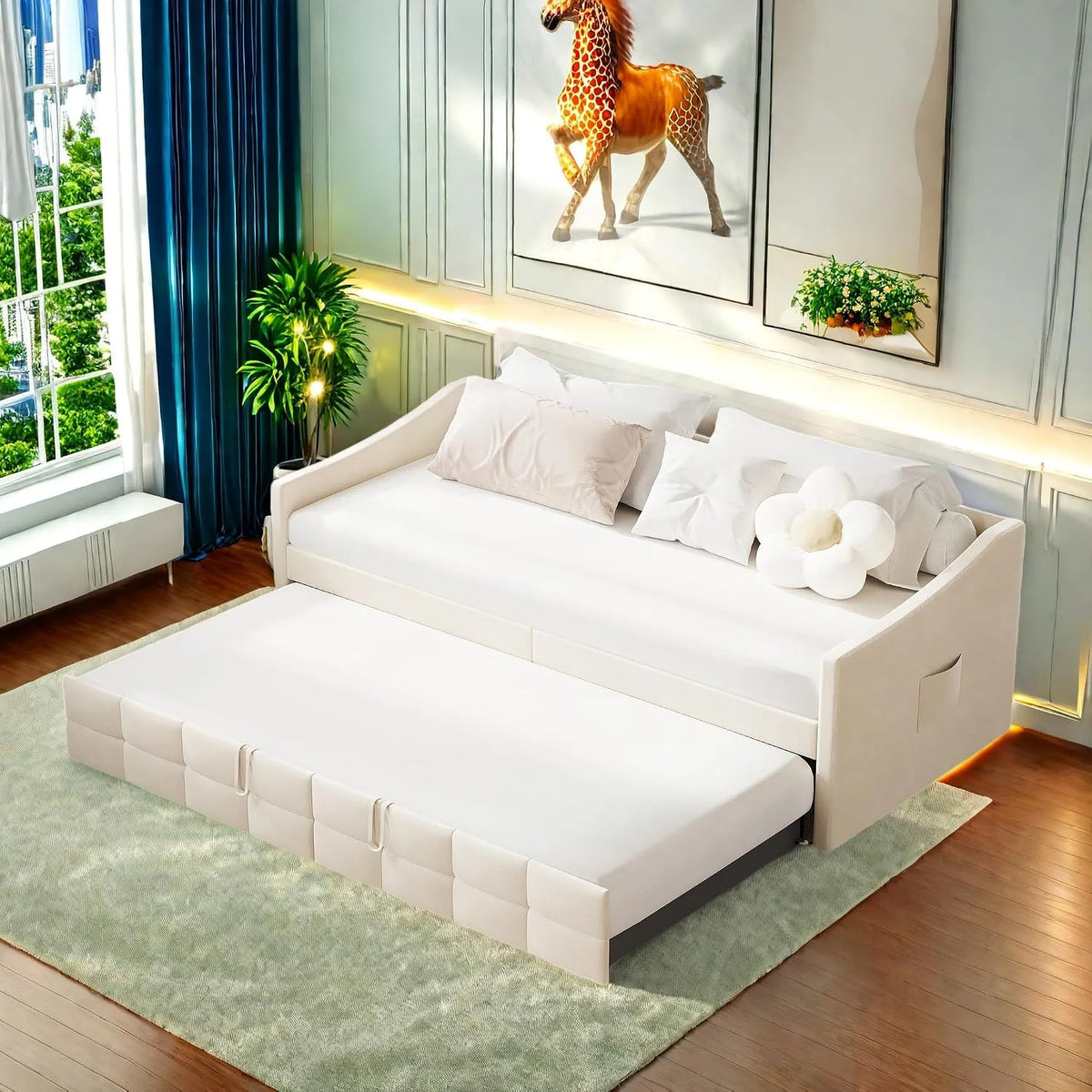 Divano letto e divano trasformabile – in pelle, rivestimento in tessuto, 2 posti, 180 × 200 cm, allungabile, rivestimento in velluto