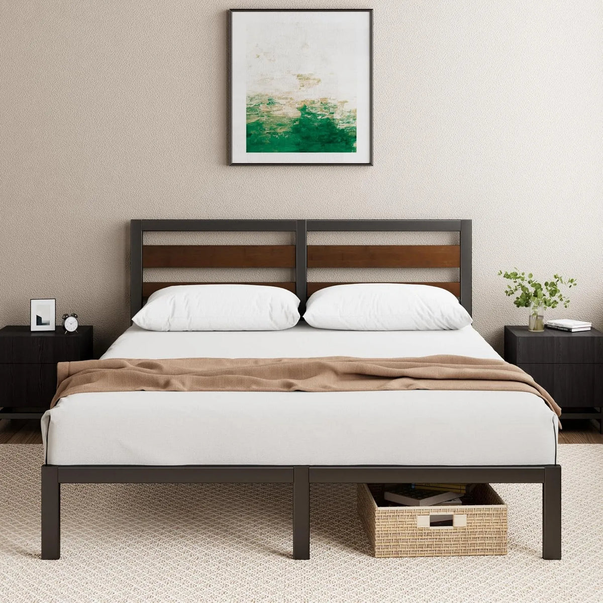 Zinus Kai — 140 × 190 cm, 80 cm, nero, in metallo