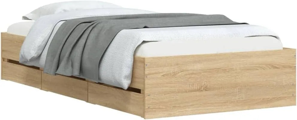 Giroletto Cassetti Rovere Sonoma 100x200 cm Legno Multistrato: in legno, con cassetti, 100 × 200 cm
