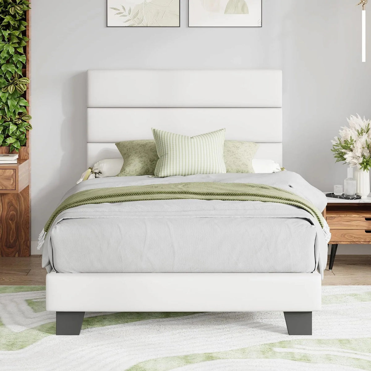 Letto imbottito e struttura letto rivestita: in legno, 90 × 200 cm, bianco, rivestimento in velluto