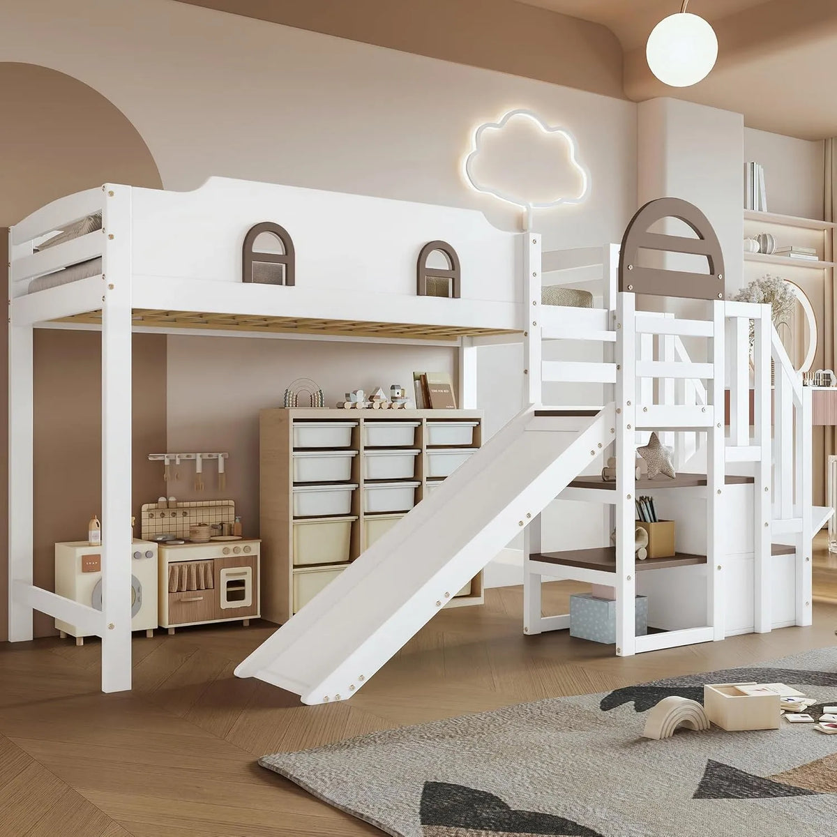 90 x 200 cm – MDF, con scivolo, 90 × 200 cm, bianco