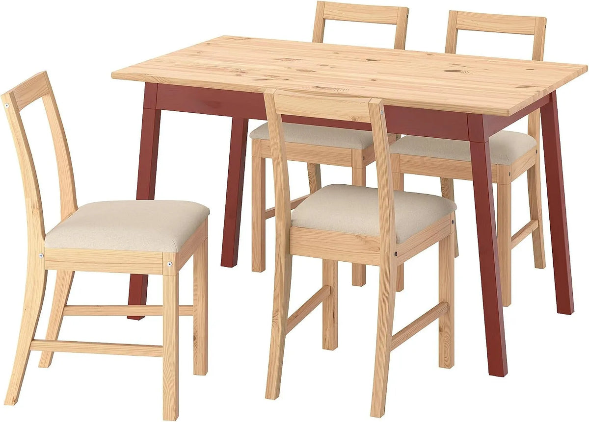 ProTuning PINNTORP/PINNTORP Tavolo e 4 sedie — 125 cm, rosso