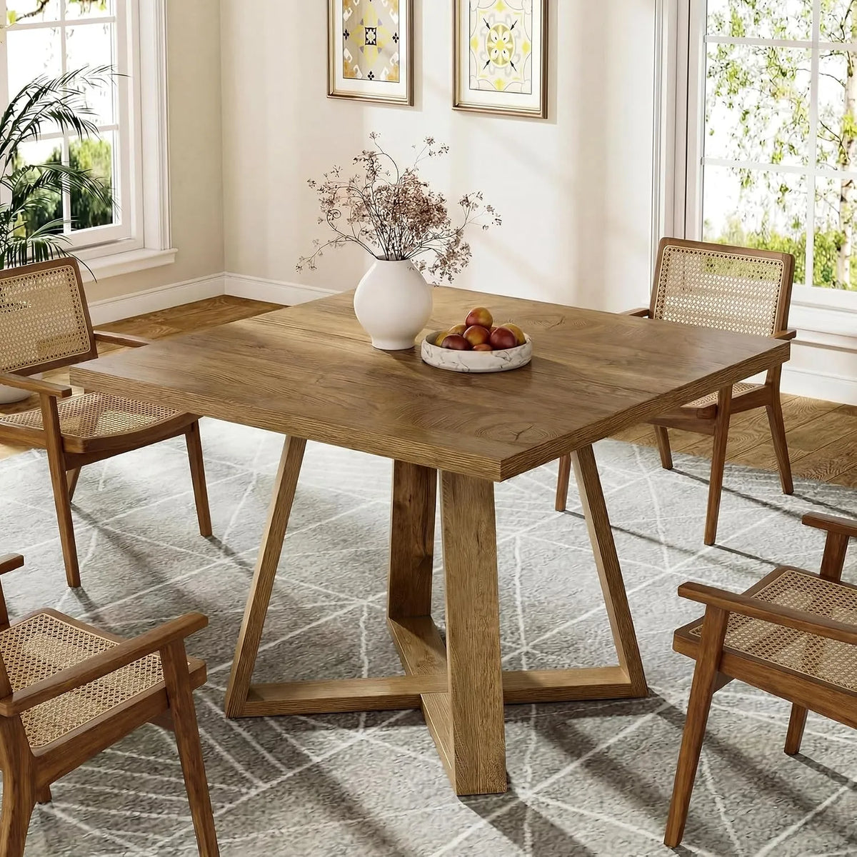 Tribesigns Tavolo con Piano Quadrato per 4 Persone – 80 × 80 cm, marrone