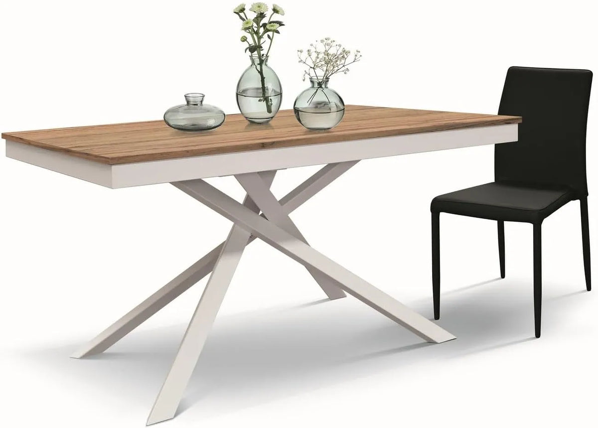 Tavolo VOLPAIA in legno: 140 × 80 cm, 190 × 80 cm, bianco, allungabile, in metallo