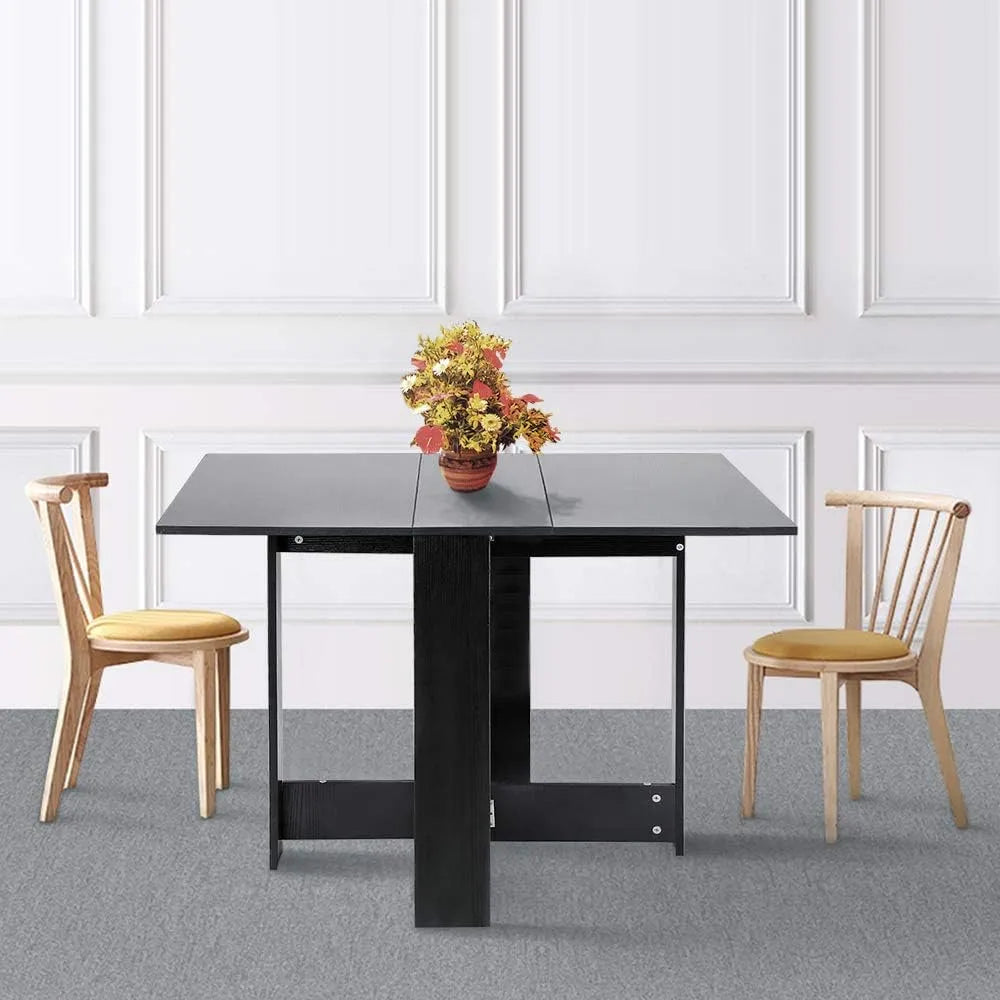 Tavolo da pranzo e tavolo per sala da pranzo — in legno, pieghevole, con ruote, 103 × 76 × 73.4cm, nero