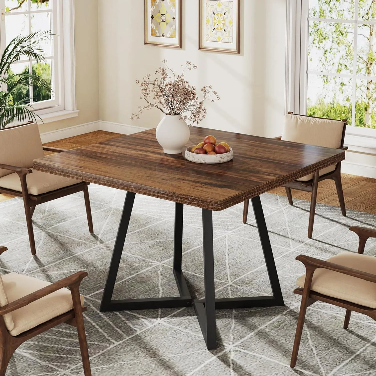 Tavolo da pranzo e tavolo per sala da pranzo: in legno, 80 × 80 × 75 cm, 80cm, nero