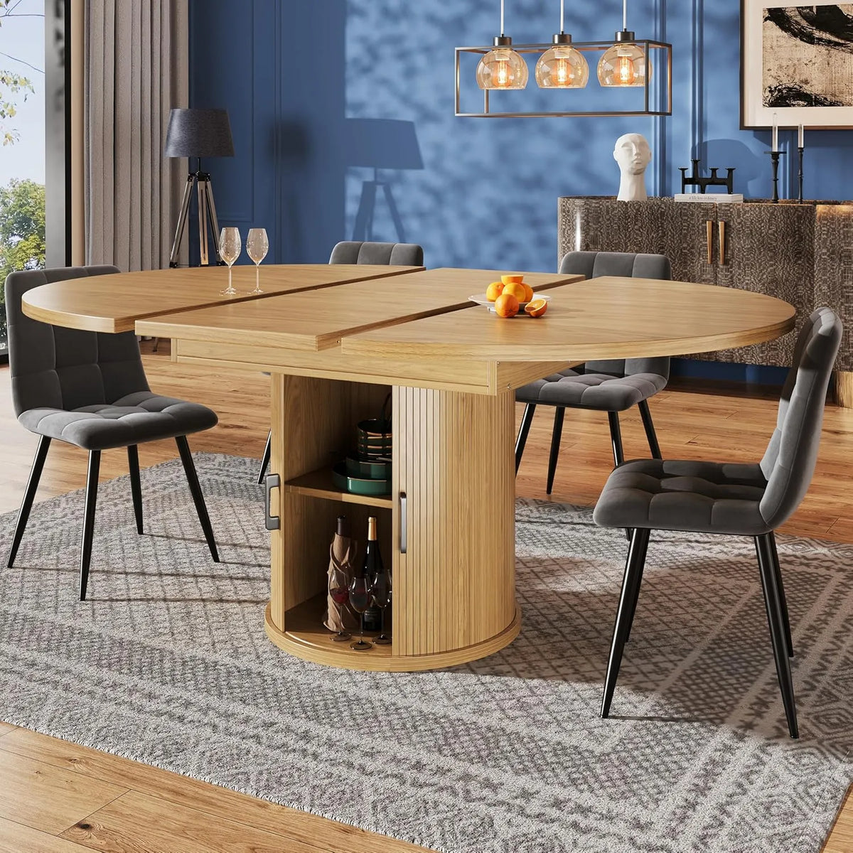 Tavolo da pranzo e tavolo per sala da pranzo — in legno, 158 cm, allungabile