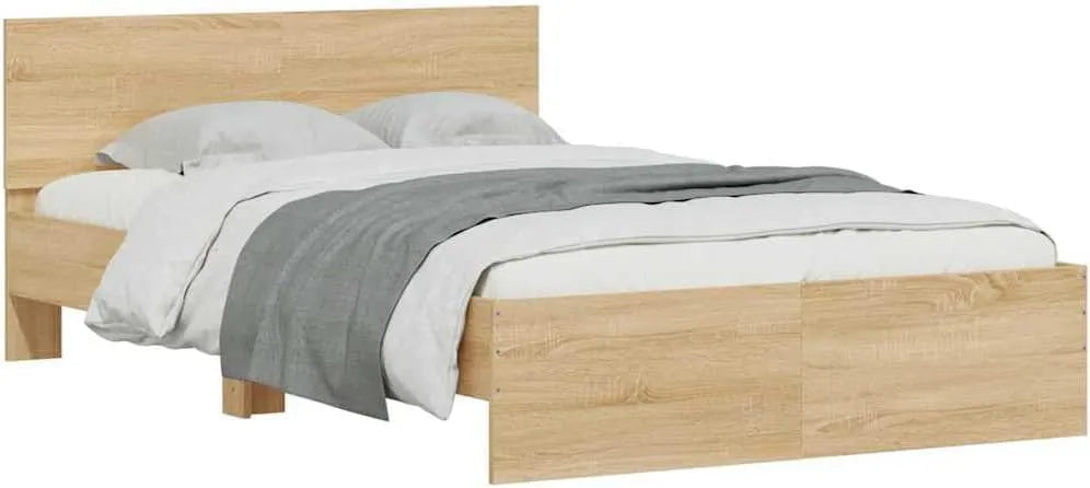 Giroletto con Testiera e LED Rovere Sonoma 140x190 cm – display LED, 140 × 190 cm