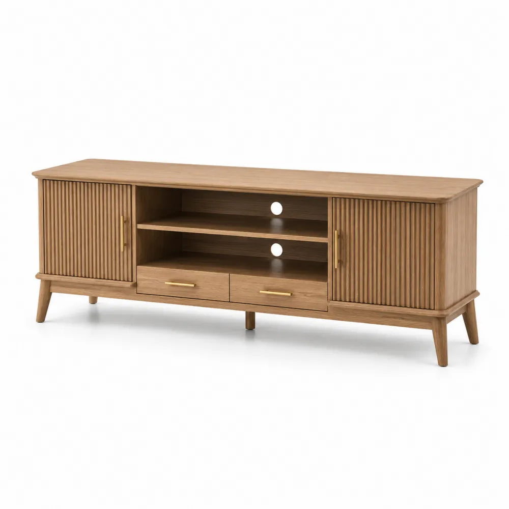 Mobile TV in legno di rovere con ante e cassetti 150x40x50 cm