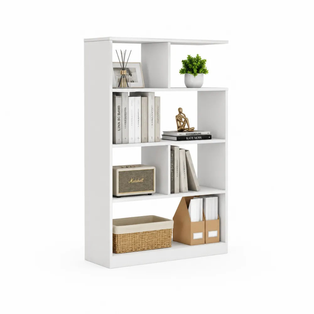 Scaffale in Legno Bianco con Ripiani Multipli 120x80x30 cm