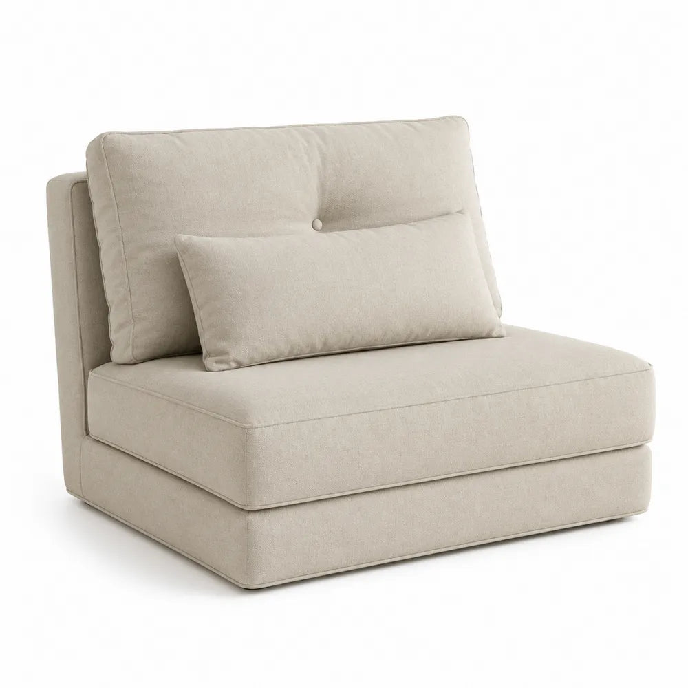 Divano Modulare in Tessuto Beige 80 cm