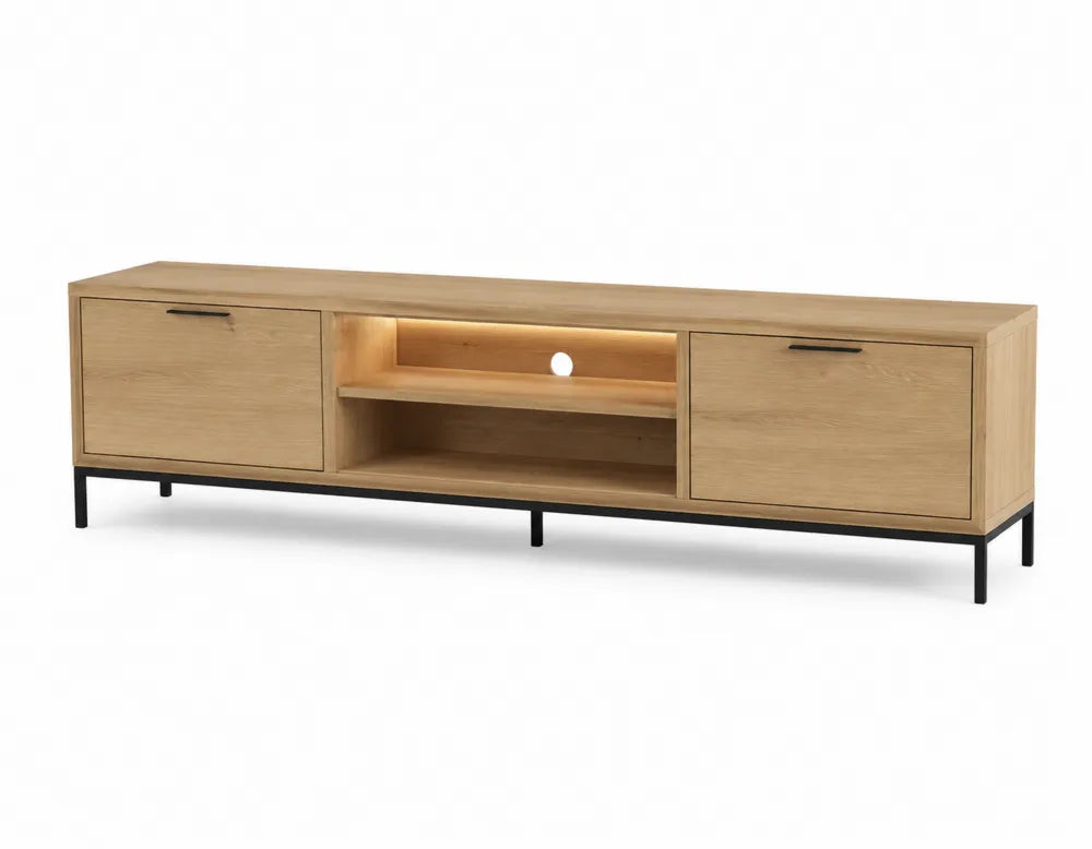 Mobile TV in legno di rovere e metallo 150x40x45 cm