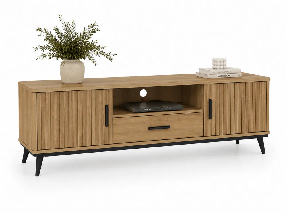 Mobile TV in legno MDF con ante e cassetto 150x40x50 cm
