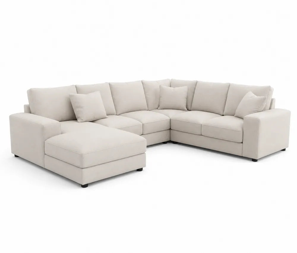 Divano angolare in tessuto Beige con chaise longue